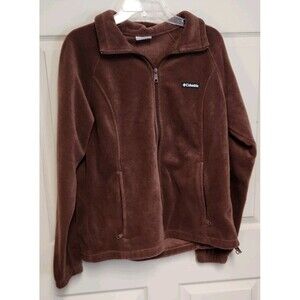Columbia Fleece Jacket Womens Brown Polyester Long Sleeve Full Zipper Size XL